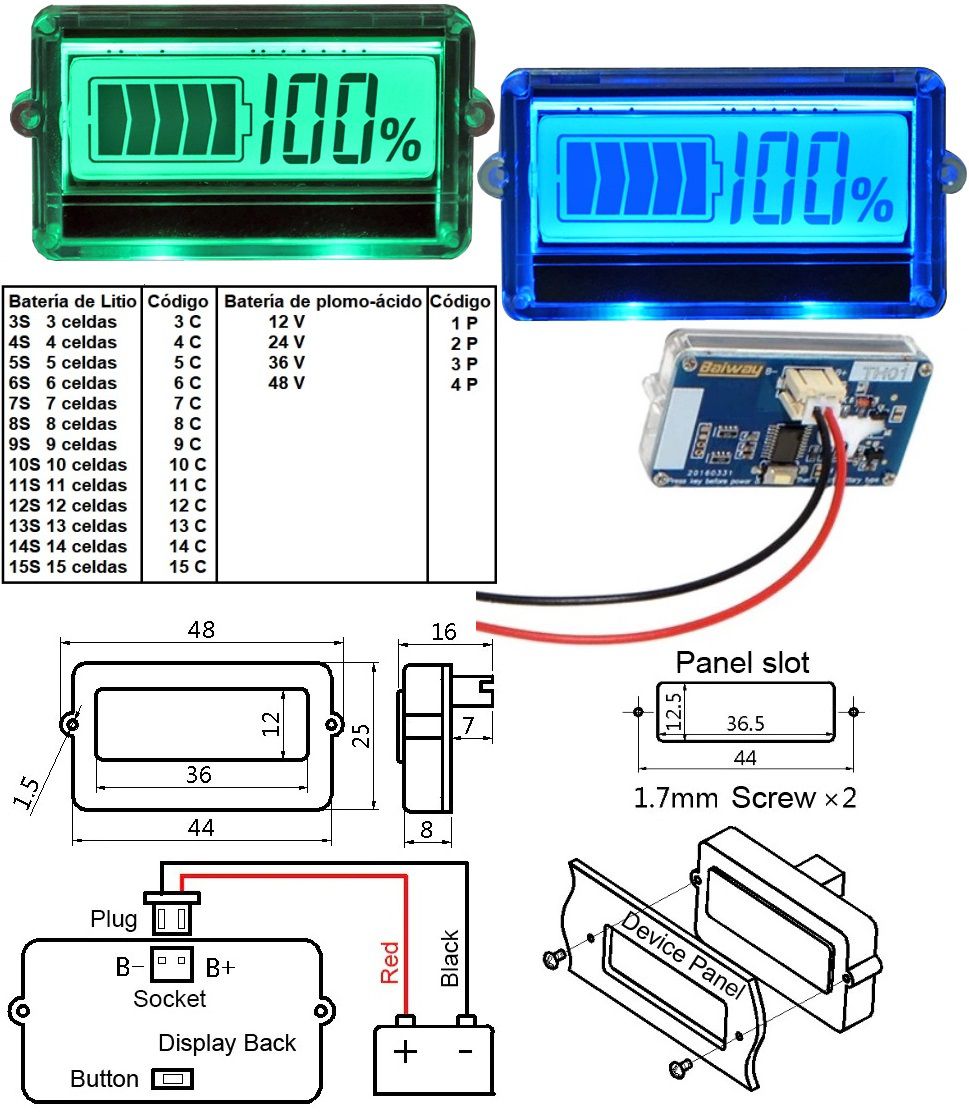 Medidor Capacidad Tester LCD 3S-15S